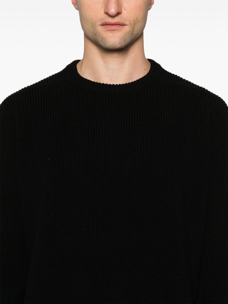 Black Fisherman's-knit Wool Sweater