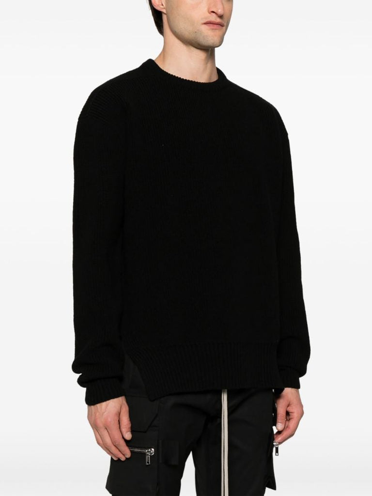 Black Fisherman's-knit Wool Sweater