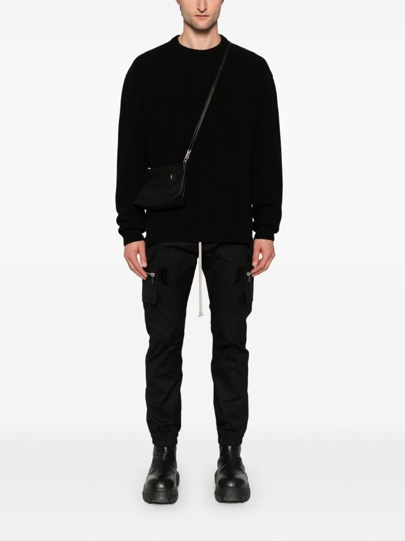 Black Fisherman's-knit Wool Sweater