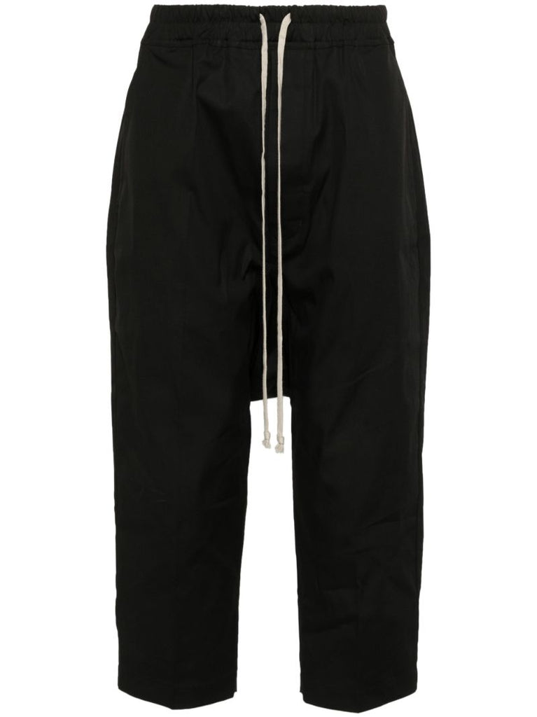 Black Cropped Drop-crotch Trousers