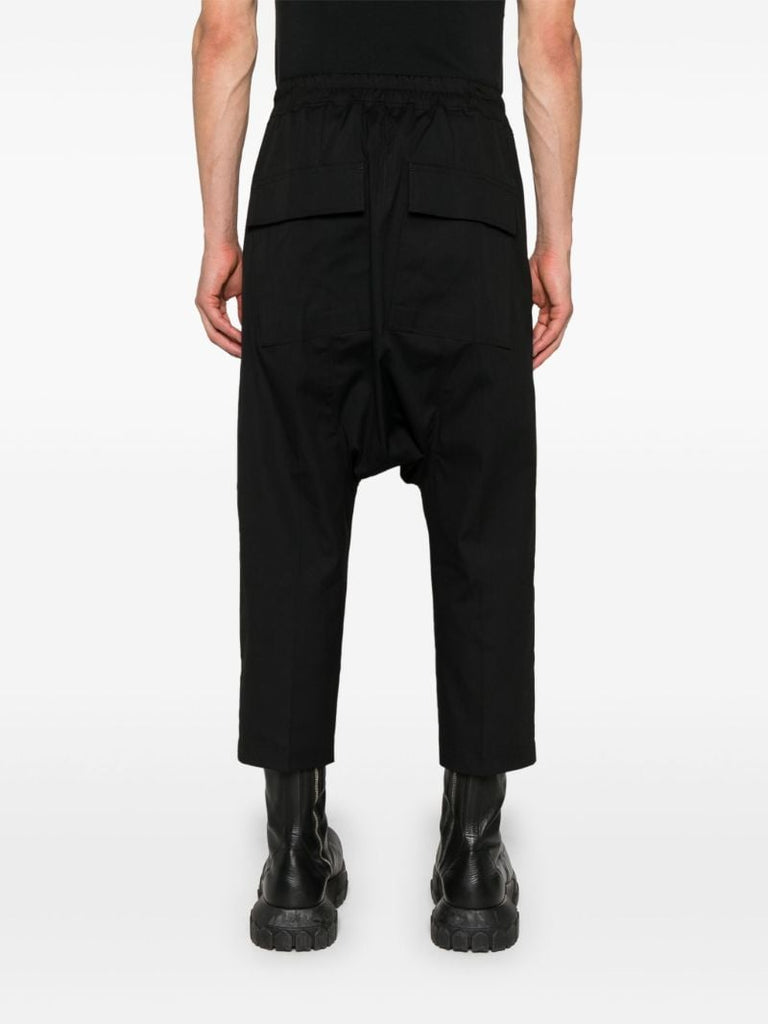 Black Cropped Drop-crotch Trousers