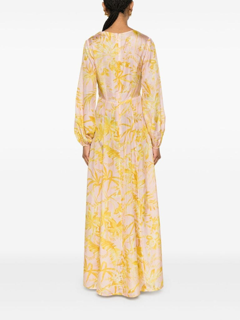 Pink Golden Silk Maxi Dress