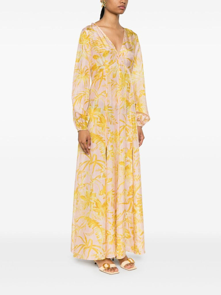 Pink Golden Silk Maxi Dress
