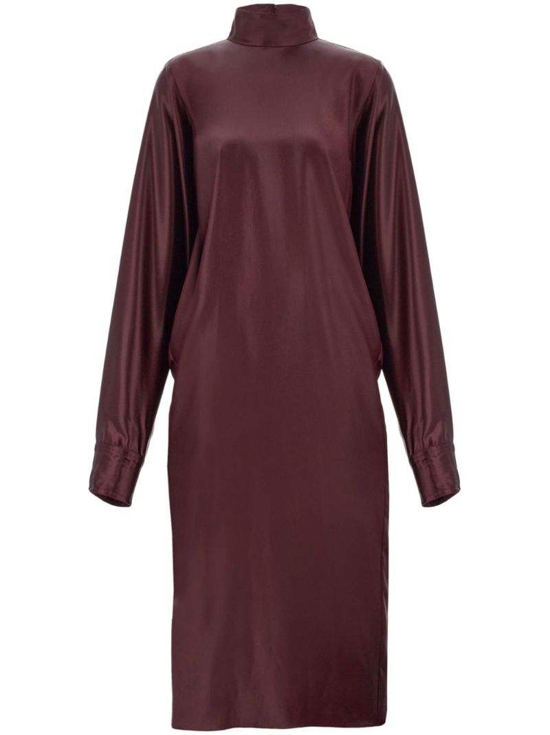 Satin High-neck Midi Dress