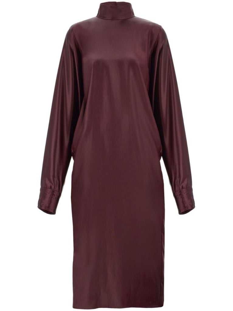 Satin High-neck Midi Dress