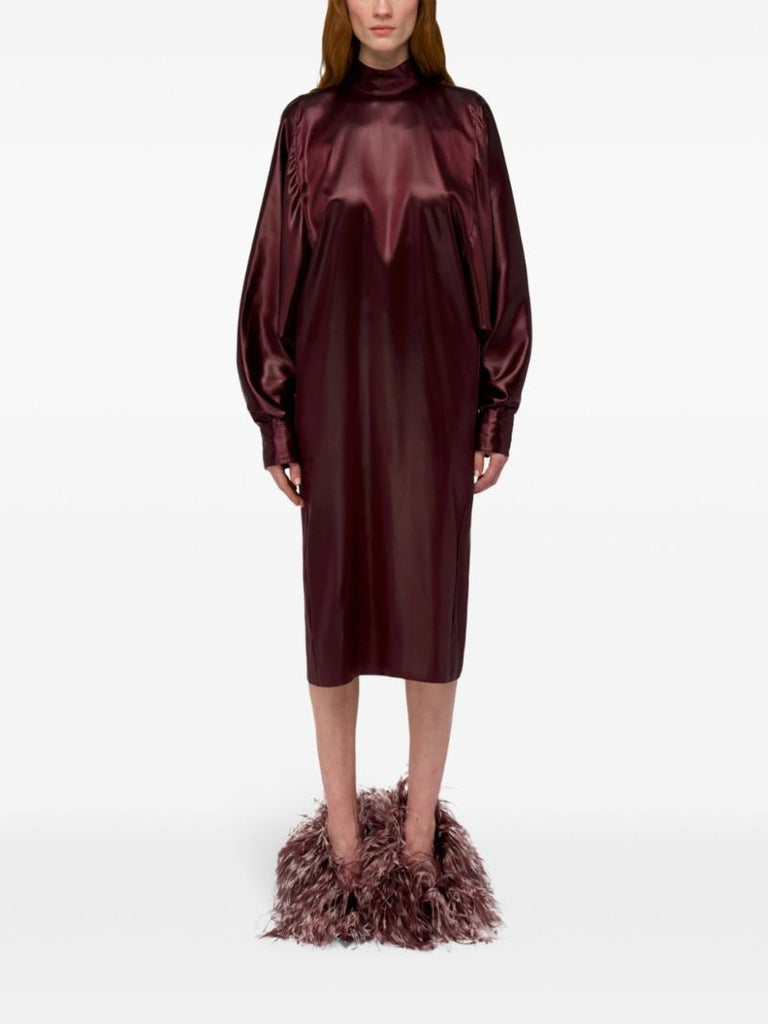 Satin High-neck Midi Dress