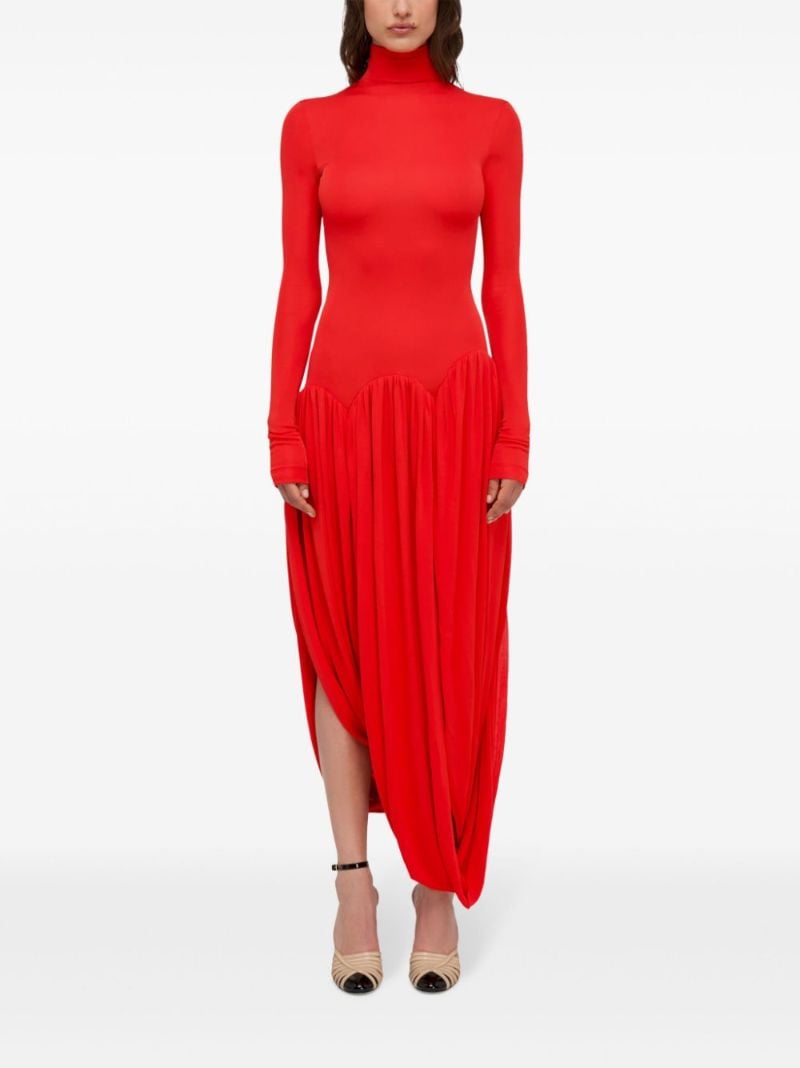 Draped High-neck Maxi Dress