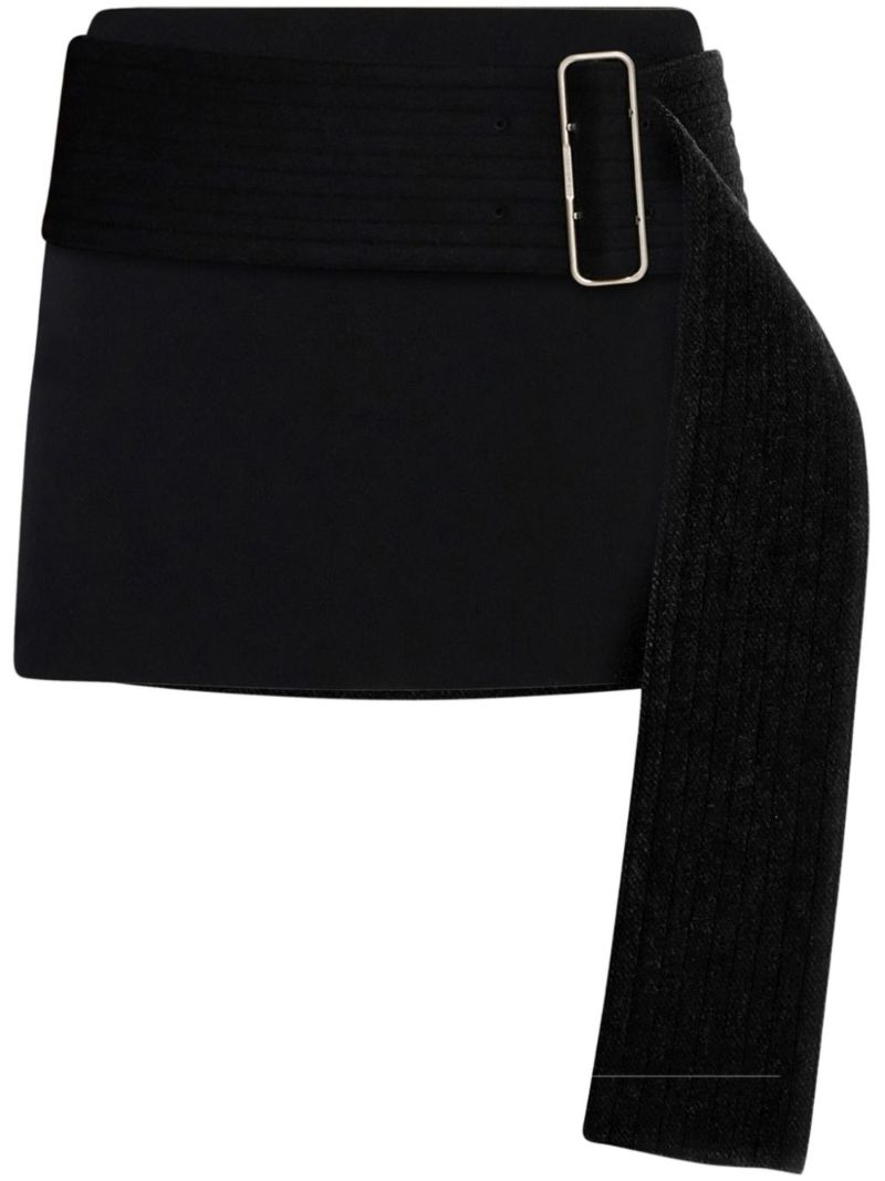Belted Straight Mini Skirt