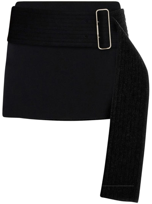 Belted Straight Mini Skirt