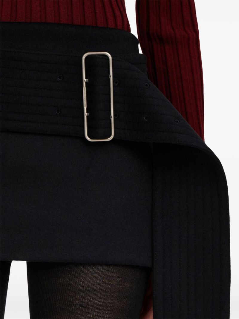 Belted Straight Mini Skirt