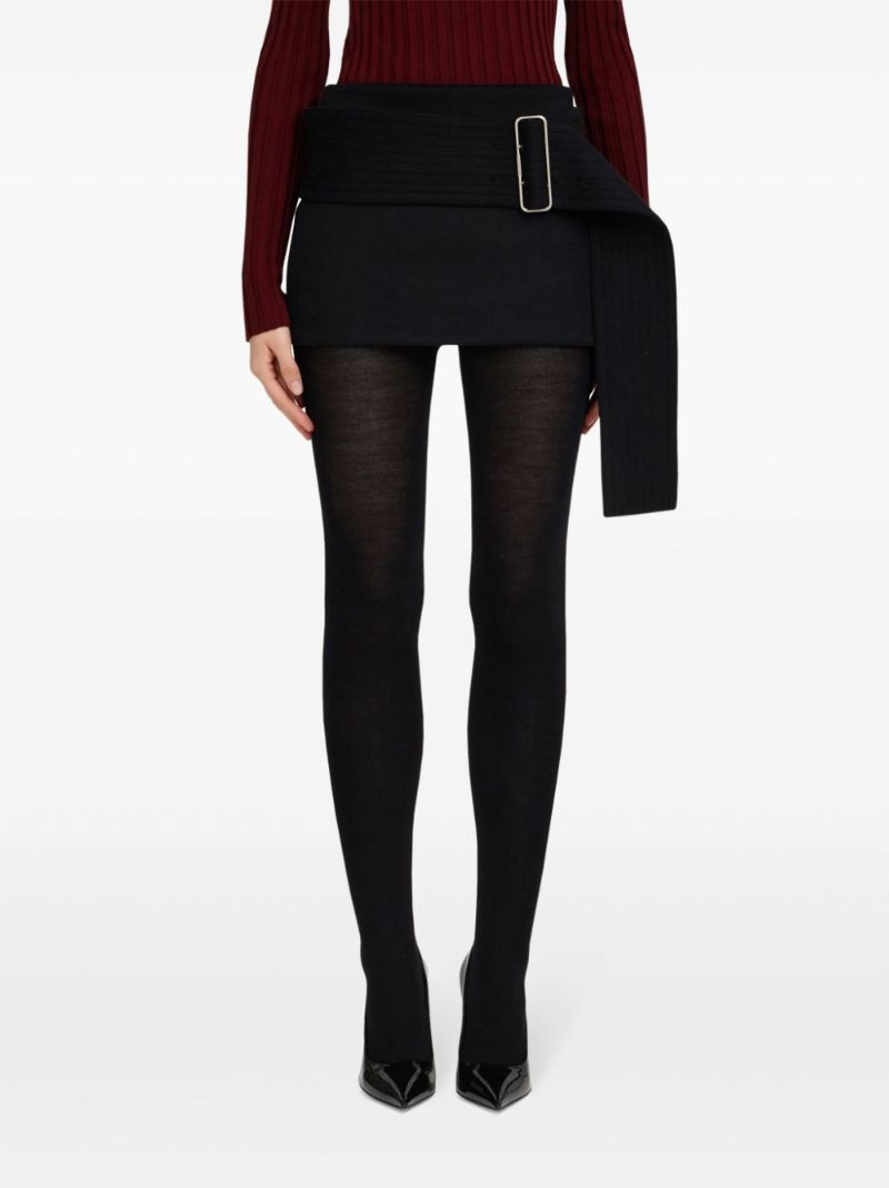 Belted Straight Mini Skirt