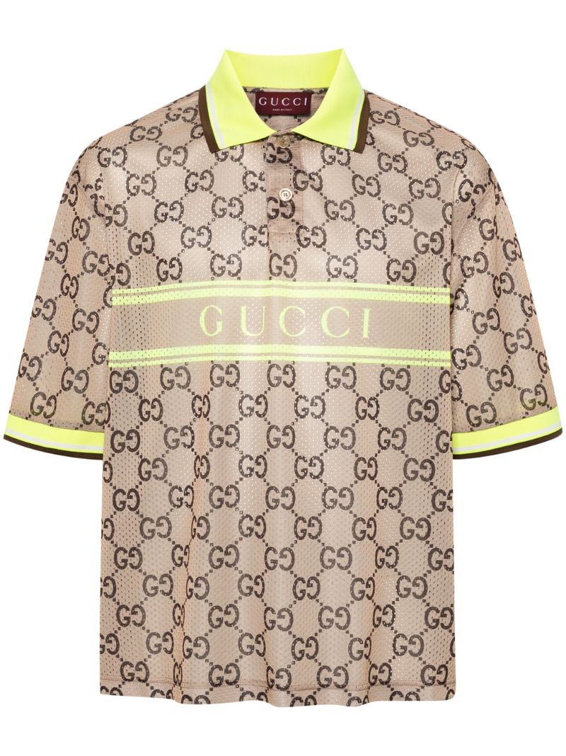Gg Print Mesh Polo Shirt