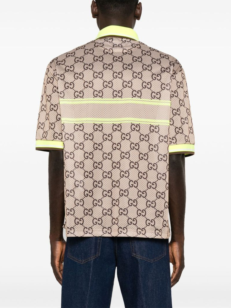 Gg Print Mesh Polo Shirt