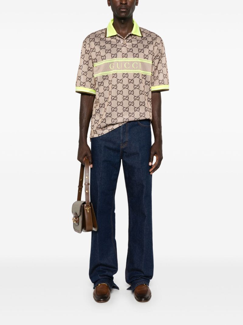 Gg Print Mesh Polo Shirt