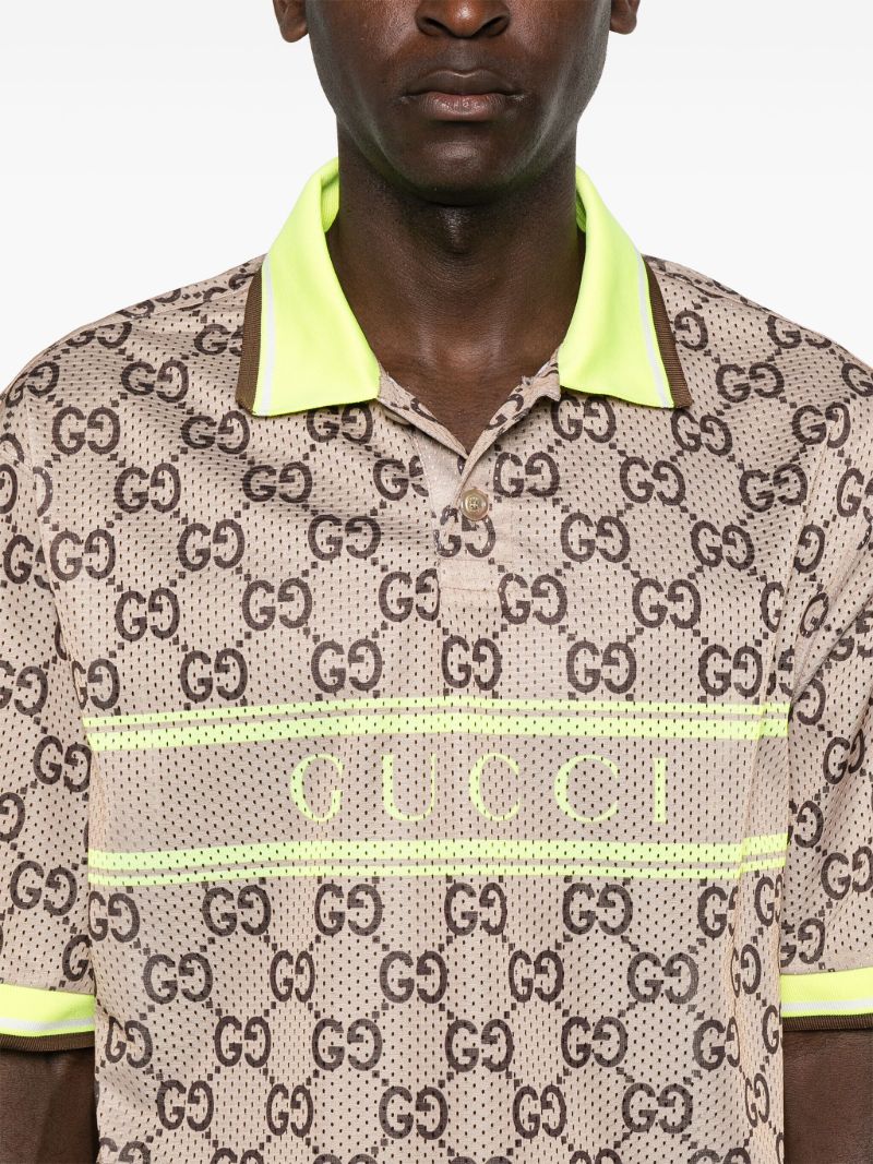 Gg Print Mesh Polo Shirt