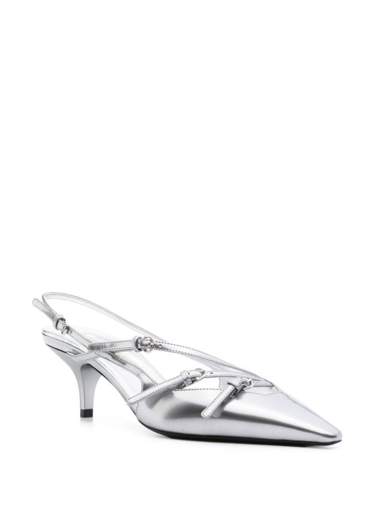 Silver Buckled Pumps