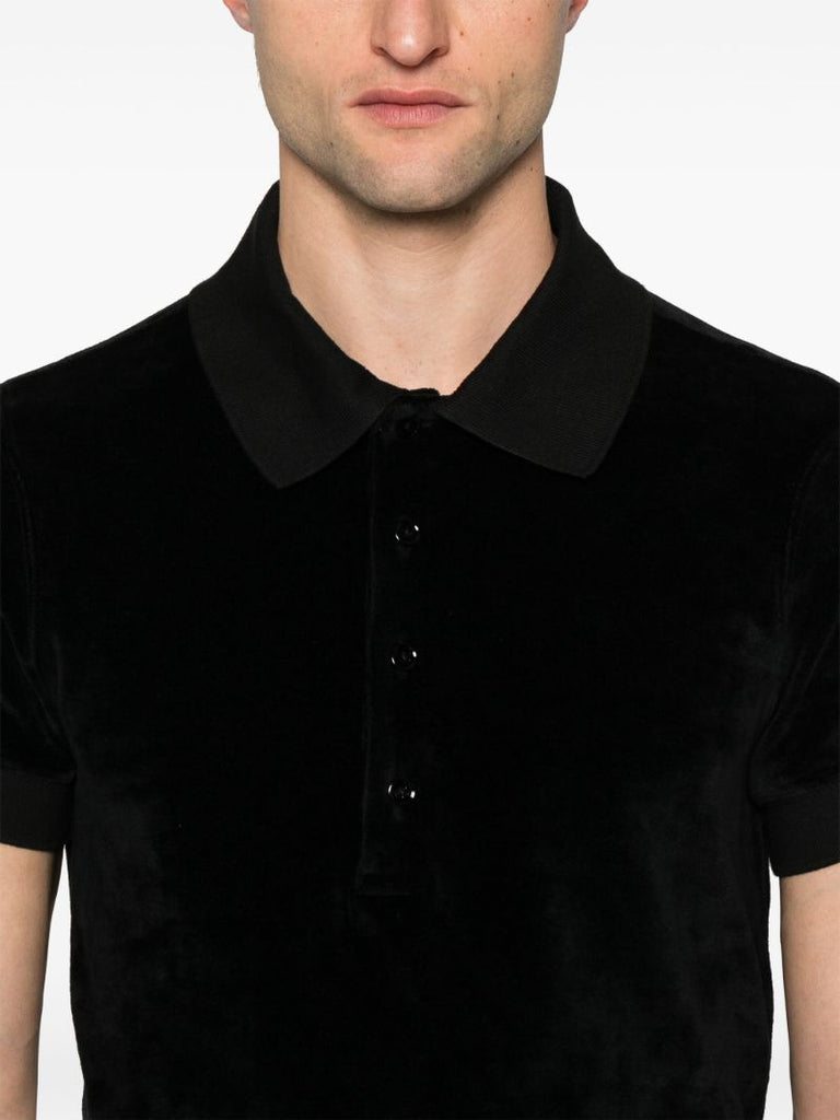 Black Velour Polo Shirt