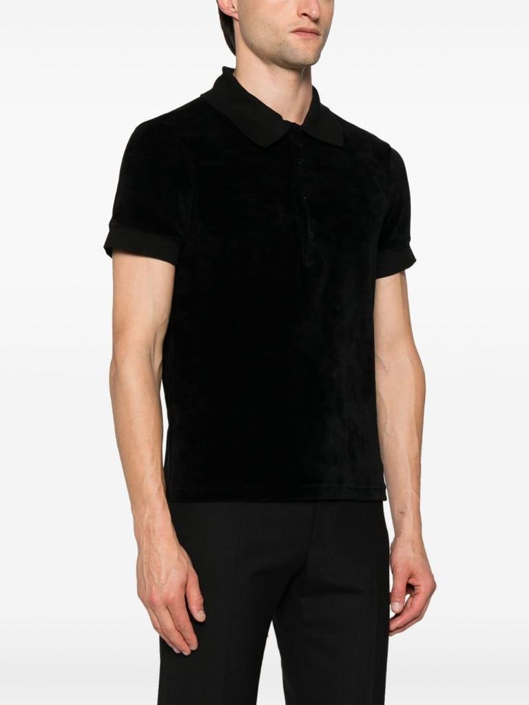 Black Velour Polo Shirt