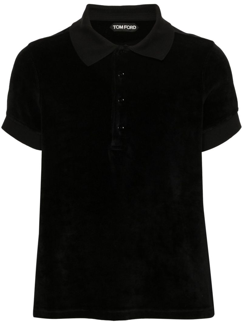 Black Velour Polo Shirt