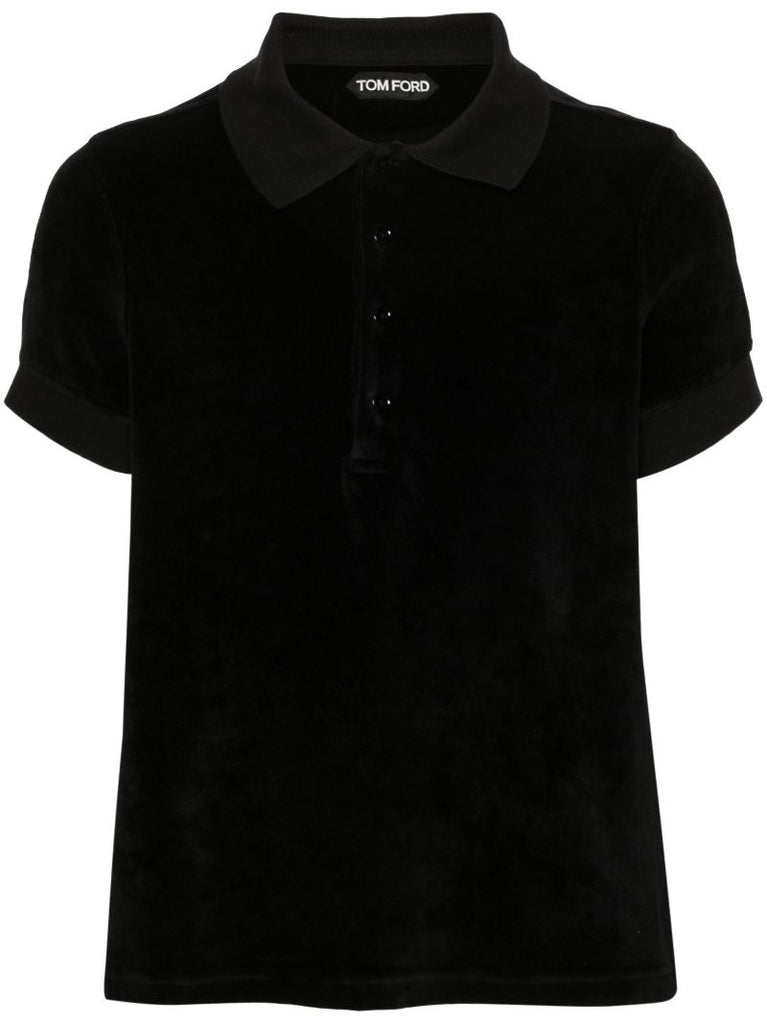 Black Velour Polo Shirt