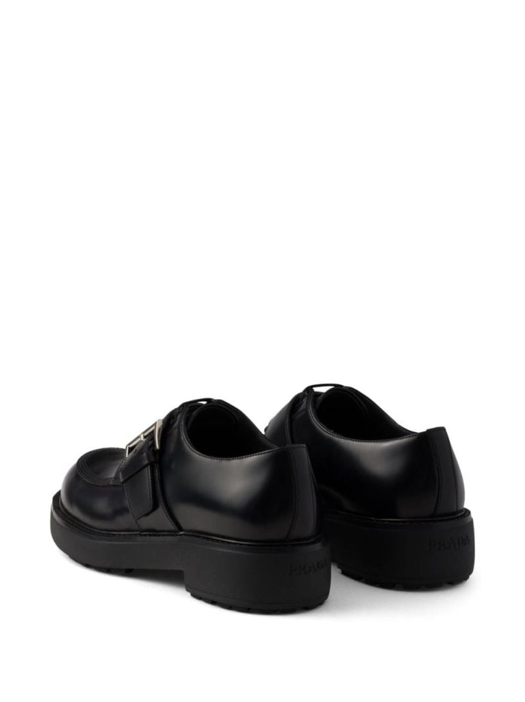 Black Leather Derby Sooes
