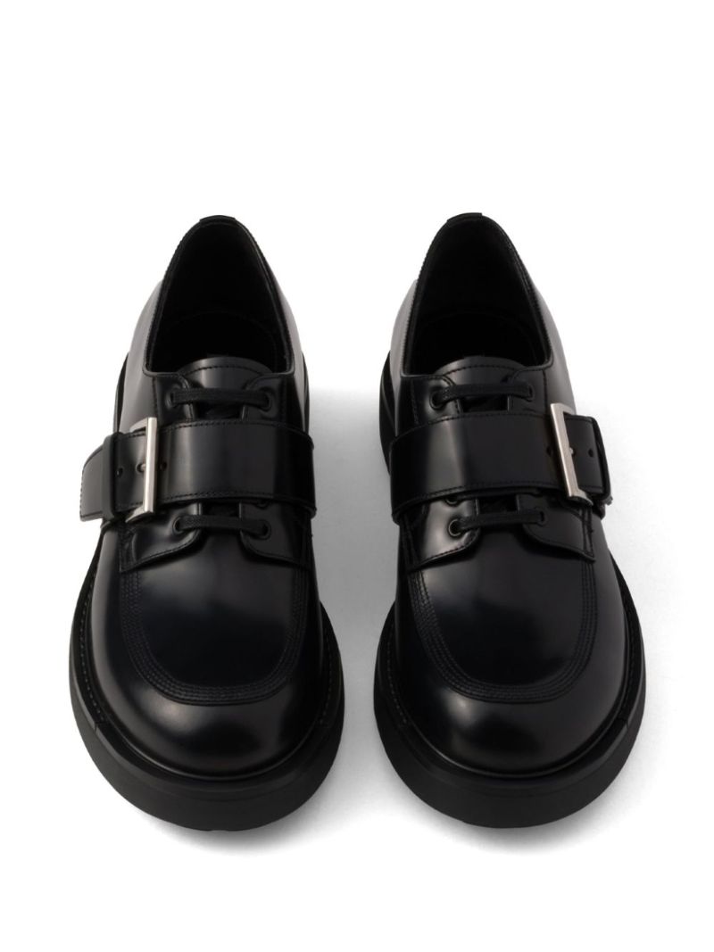 Black Leather Derby Sooes
