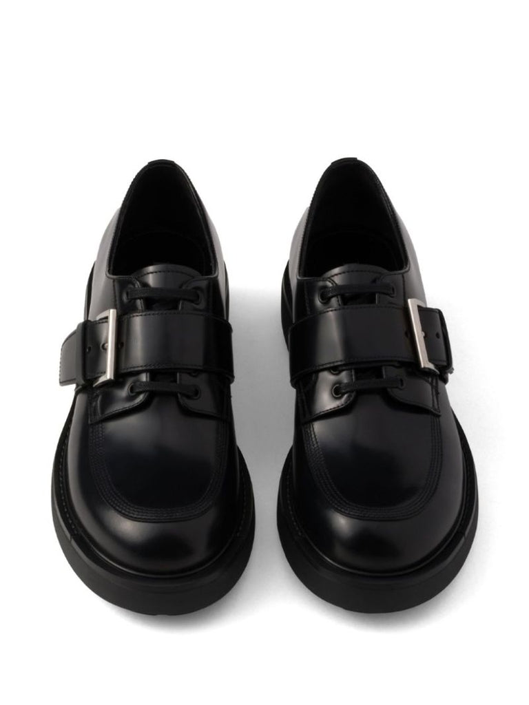 Black Leather Derby Sooes