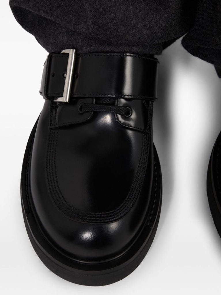Black Leather Derby Sooes