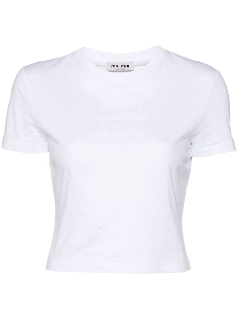 Logo-embossed Cropped T-shirt