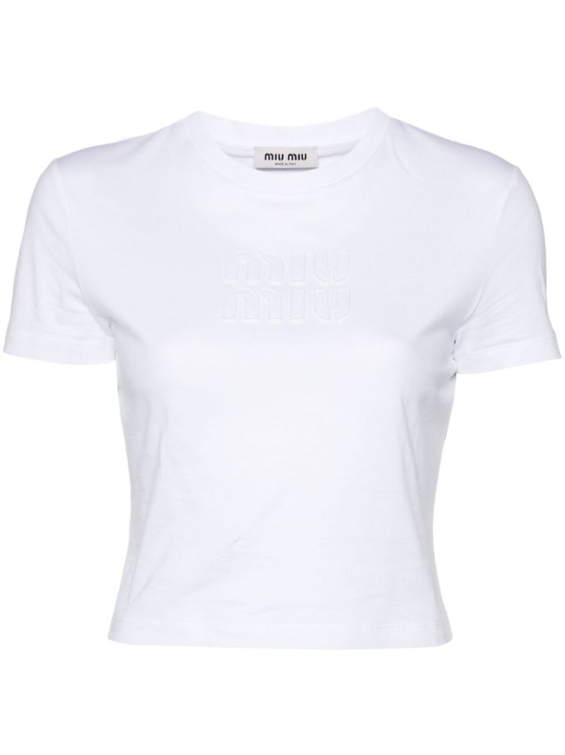 Logo-embossed Cropped T-shirt