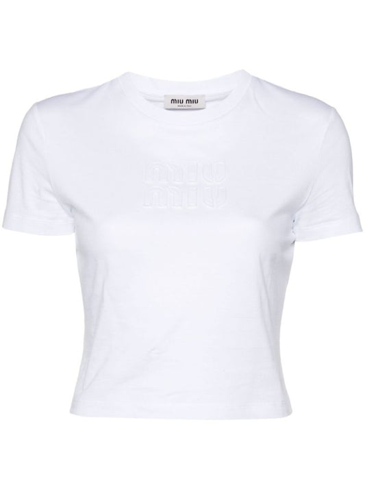 Logo-embossed Cropped T-shirt