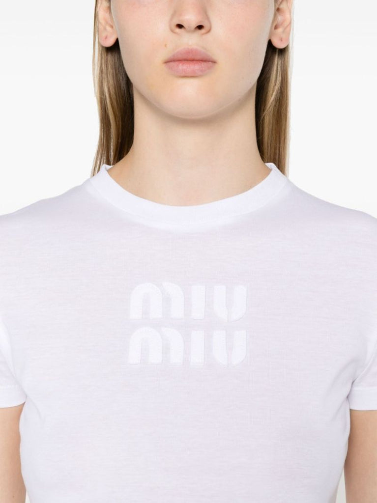 Logo-embossed Cropped T-shirt