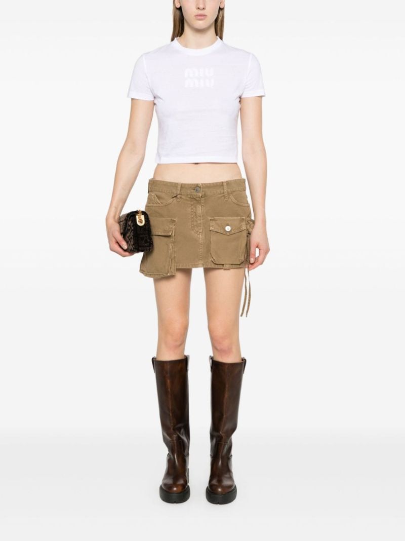 Logo-embossed Cropped T-shirt