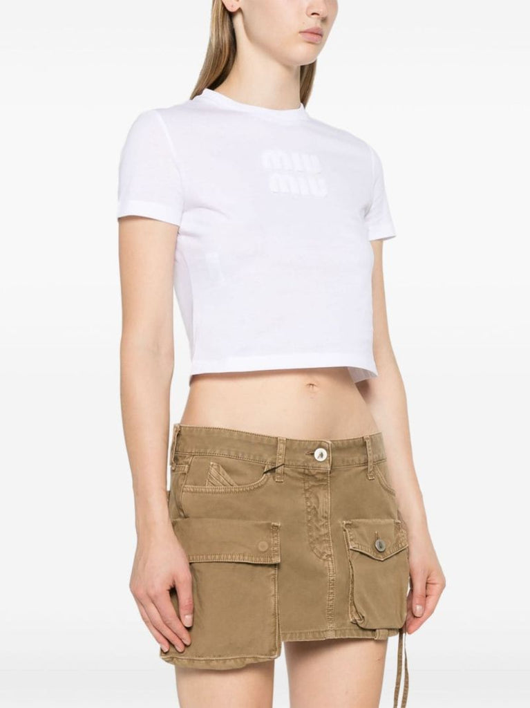 Logo-embossed Cropped T-shirt