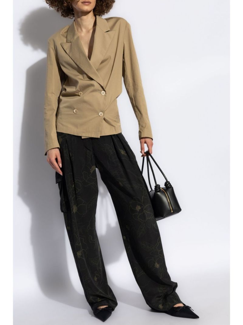 Black Floral-print Cargo Trousers