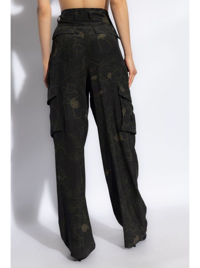 Black Floral-print Cargo Trousers
