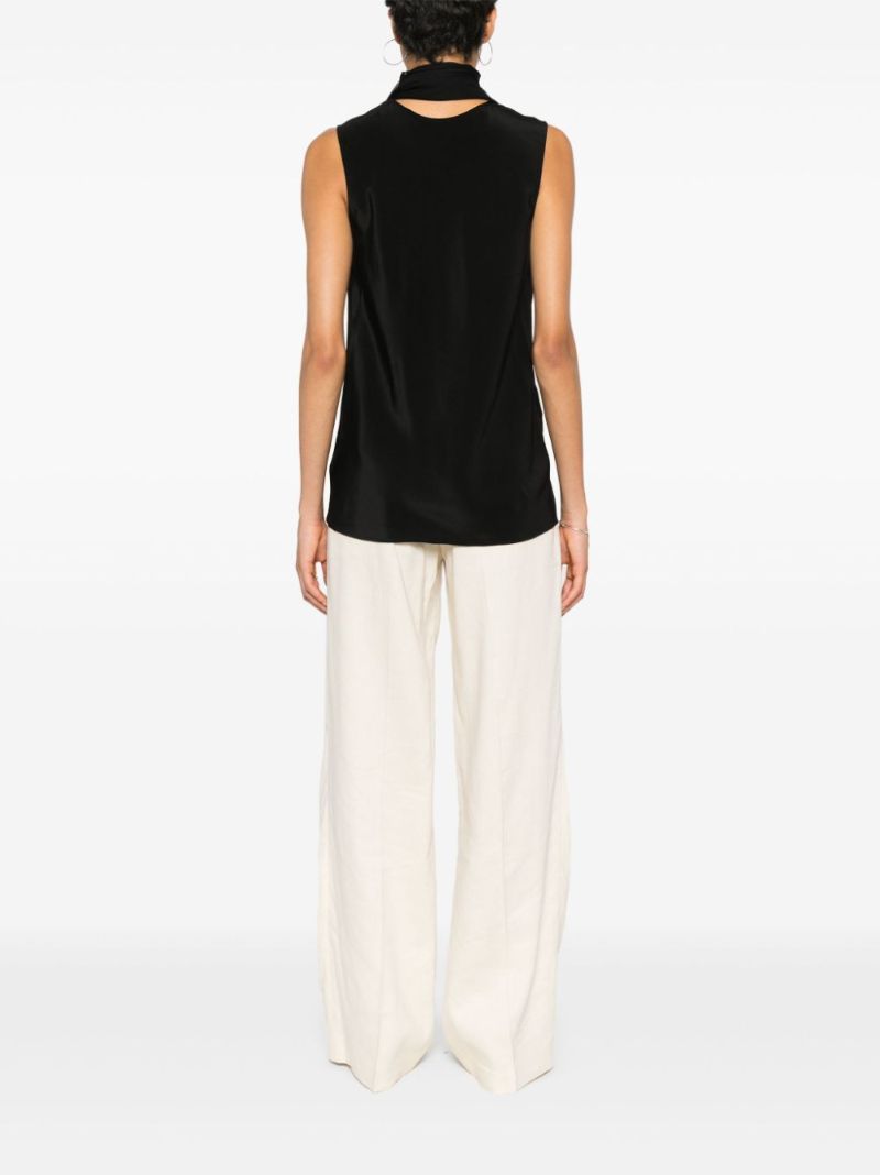 Black Belted Silk Blouse