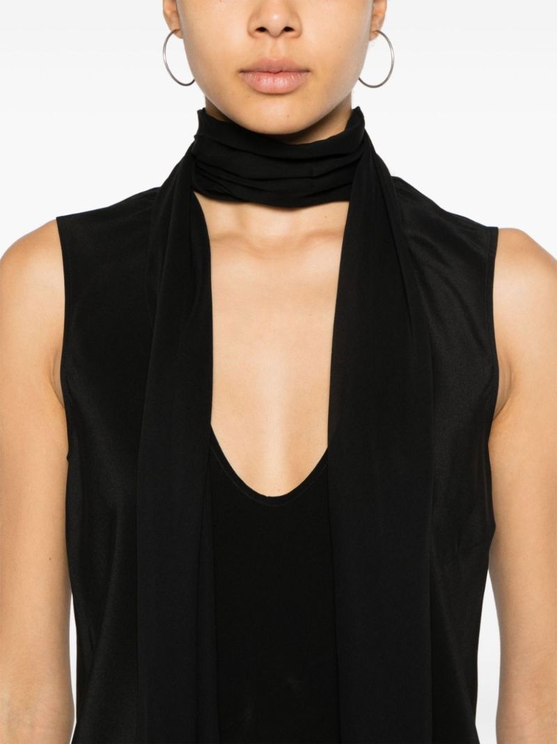 Black Belted Silk Blouse