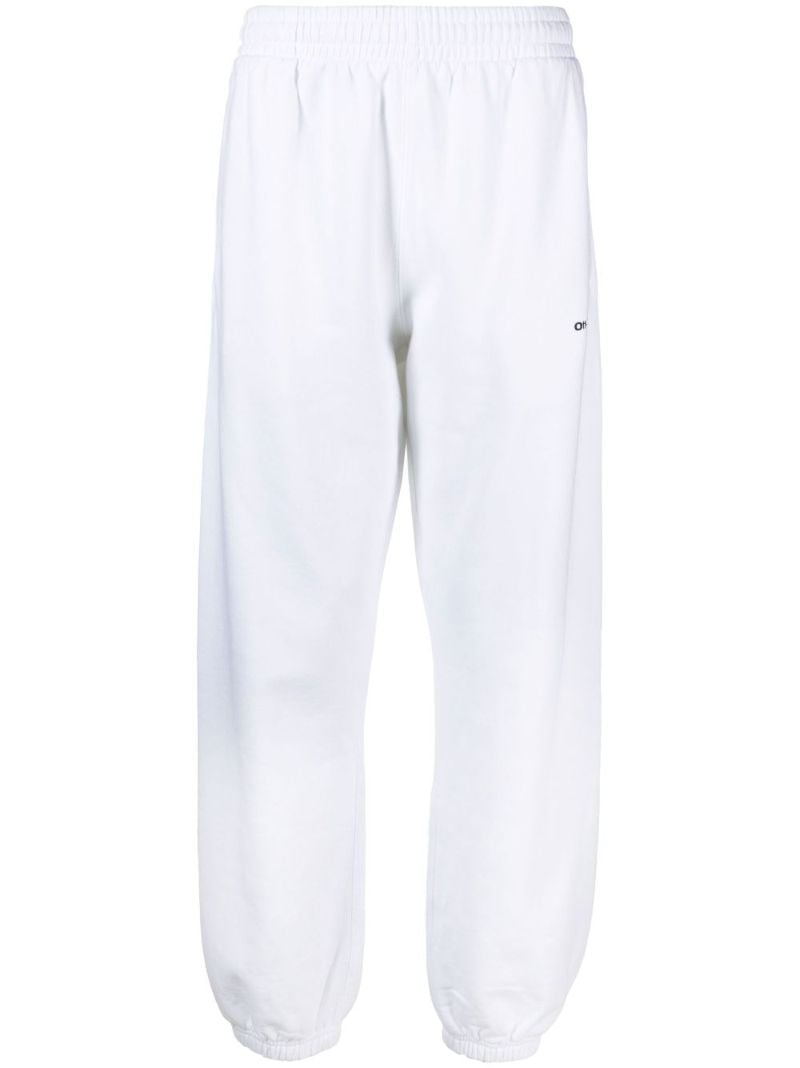 White Diag Print Track Pants
