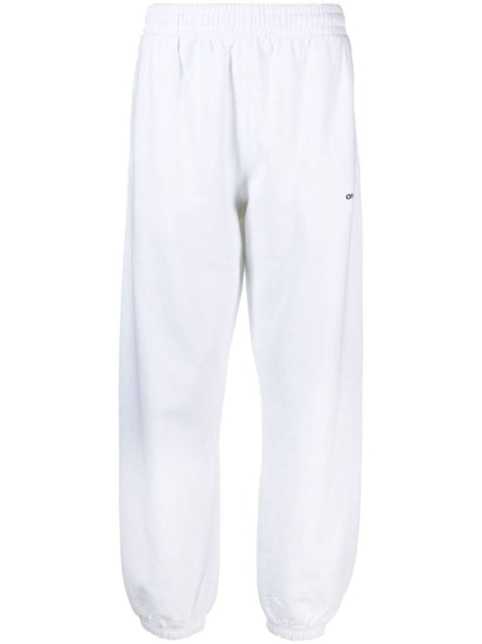 White Diag Print Track Pants