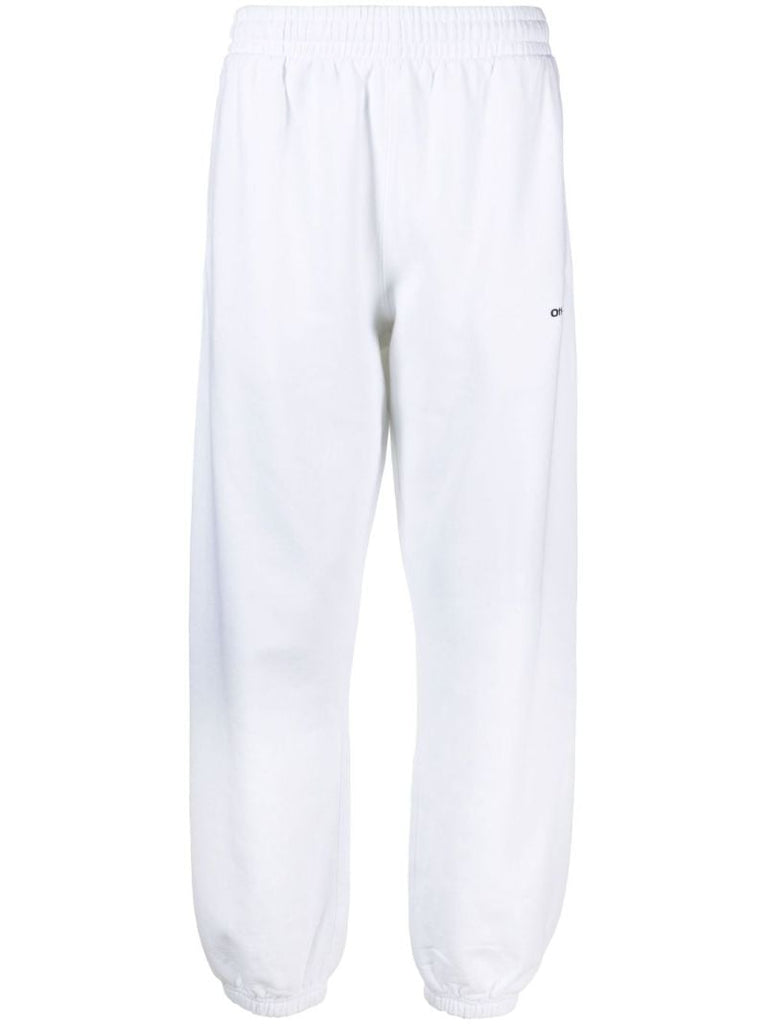 White Diag Print Track Pants
