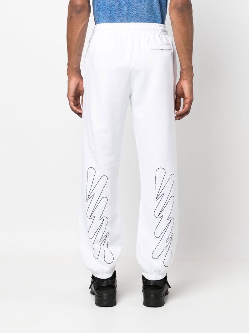 White Diag Print Track Pants