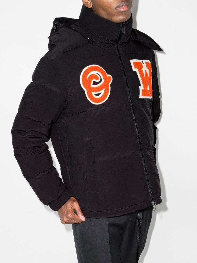 Black Logo Patch Puffer Coat