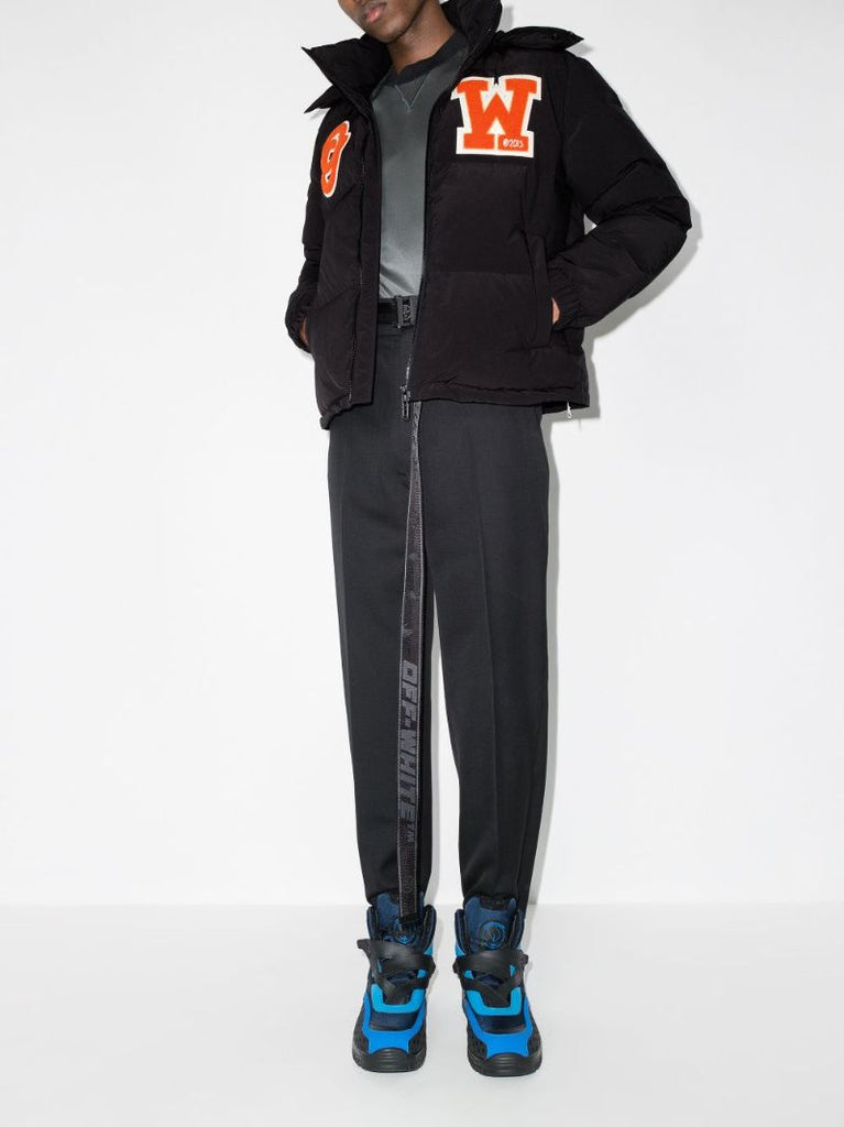 Black Logo Patch Puffer Coat