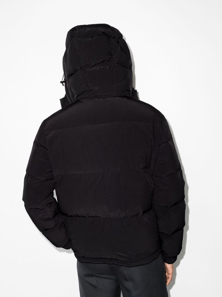 Black Logo Patch Puffer Coat