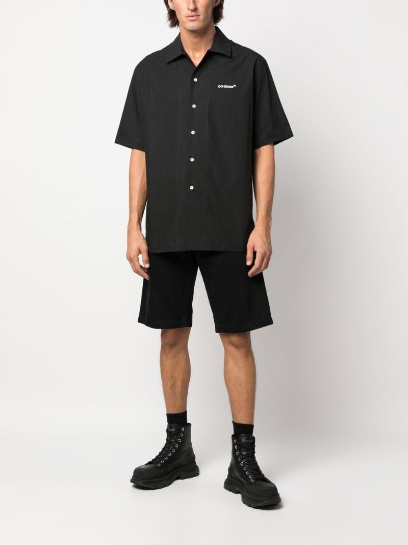 Black Embroidered Logo Cotton Shirt