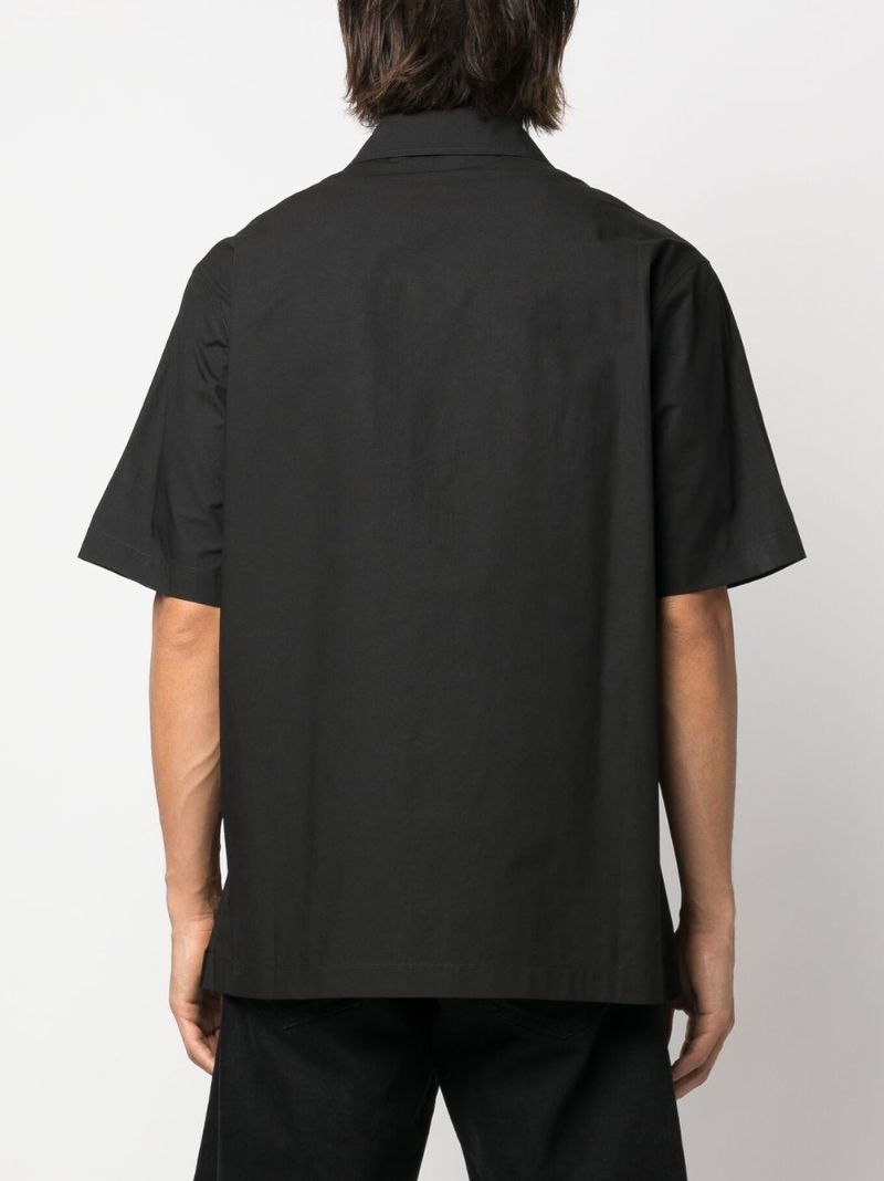 Black Embroidered Logo Cotton Shirt