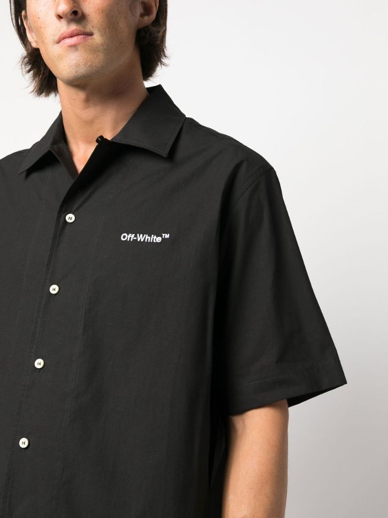 Black Embroidered Logo Cotton Shirt