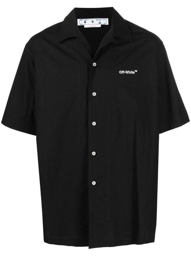 Black Embroidered Logo Cotton Shirt