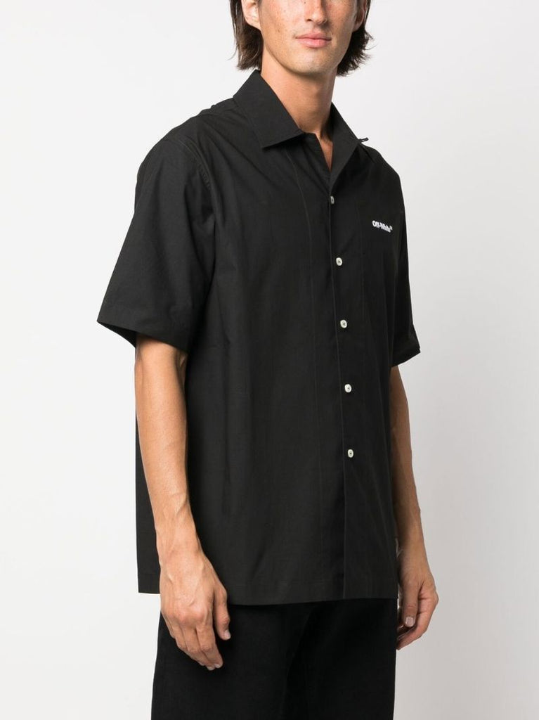Black Embroidered Logo Cotton Shirt